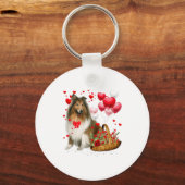 Rough Collie Heart Balloon Happy Valentine Day Dog Sleutelhanger (Voorkant)