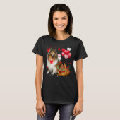 Rough Collie Heart Balloon Happy Valentine Day Dog T-shirt (Voorkant volledig)