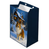 Rough Collie Holiday  Medium Cadeauzakje (Voorkant Gekanteld)