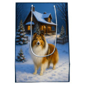 Rough Collie Holiday  Medium Cadeauzakje (Achterkant)