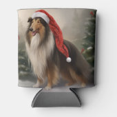 Rough Collie Hond in Sneeuw Kerstmis Blikjeskoeler (Voorkant)