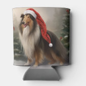 Rough Collie Hond in Sneeuw Kerstmis Blikjeskoeler (Achterkant)