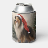 Rough Collie Hond in Sneeuw Kerstmis Blikjeskoeler (Blikje Achterkant)