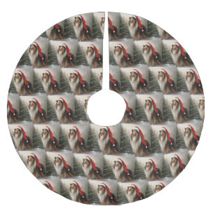 Rough Collie Hond in Sneeuw Kerstmis Kerstboom Rok