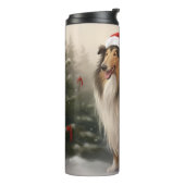 Rough Collie Hond in Sneeuw Kerstmis Thermosbeker (Gedraaid links)