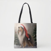 Rough Collie Hond in Sneeuw Kerstmis Tote Bag (Voorkant)