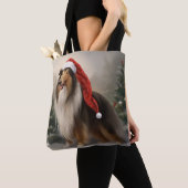 Rough Collie Hond in Sneeuw Kerstmis Tote Bag (Dichtbij)