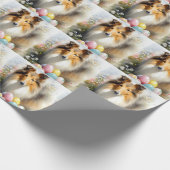 Rough Collie Hond met Paaseieren Vakantie Cadeaupapier (Hoek)