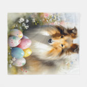 Rough Collie Hond met Paaseieren Vakantie Fleece Deken (Voorkant (Horizontaal))