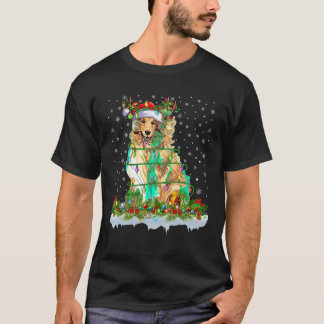 Rough Collie Hond Xmas Lights Santa Rough Collie C T-shirt