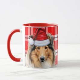 Rough Collie Hondenliefhebber Holiday Pond Kerstmi Mok