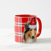 Rough Collie Hondenliefhebber Holiday Pond Kerstmi Mok (Voorkant rechts)