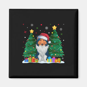 Rough Collie Hondenliefhebbers Santa Hat Ugly Chri Magneet