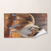 Rough Collie in Autumn Leaves Herfst Inspire Bad Handdoek (Handdoek)