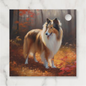Rough Collie in Autumn Leaves Herfst Inspire Bedankjes Labels (Achterkant)