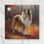Rough Collie in Autumn Leaves Herfst Inspire Bedankjes Labels (Voorkant)