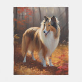 Rough Collie in Autumn Leaves Herfst Inspire Fleece Deken (Voorkant)