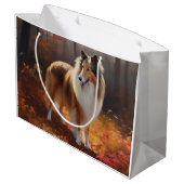 Rough Collie in Autumn Leaves Herfst Inspire Groot Cadeauzakje (Achterkant Gekanteld)