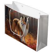 Rough Collie in Autumn Leaves Herfst Inspire Groot Cadeauzakje (Voorkant Gekanteld)