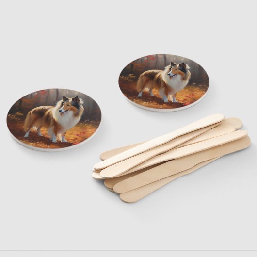 Rough Collie in Autumn Leaves Herfst Inspire Handwaaier (Niet-gemonteerd)