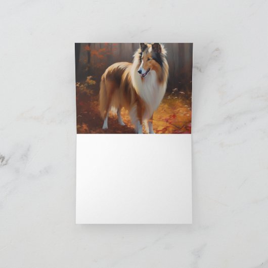 Rough Collie in Autumn Leaves Herfst Inspire Kaart (Binnen)