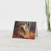 Rough Collie in Autumn Leaves Herfst Inspire Kaart (Voorkant)