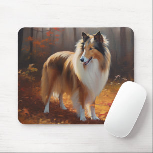 Rough Collie in Autumn Leaves Herfst Inspire Muismat