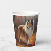 Rough Collie in Autumn Leaves Herfst Inspire Papieren Bekers (Achterkant)