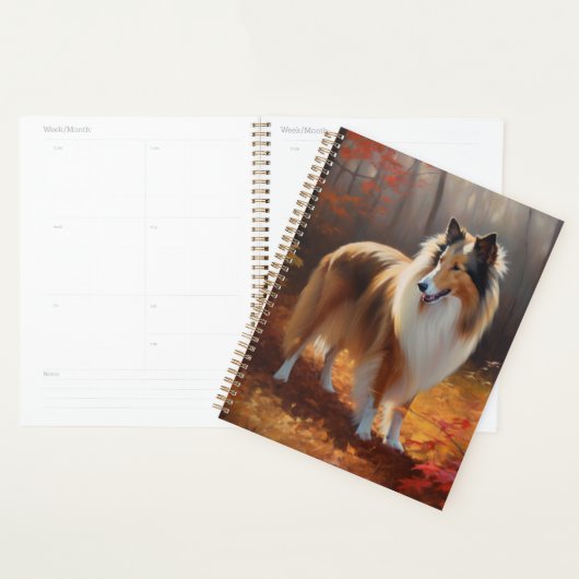 Rough Collie in Autumn Leaves Herfst Inspire Planner (Display)