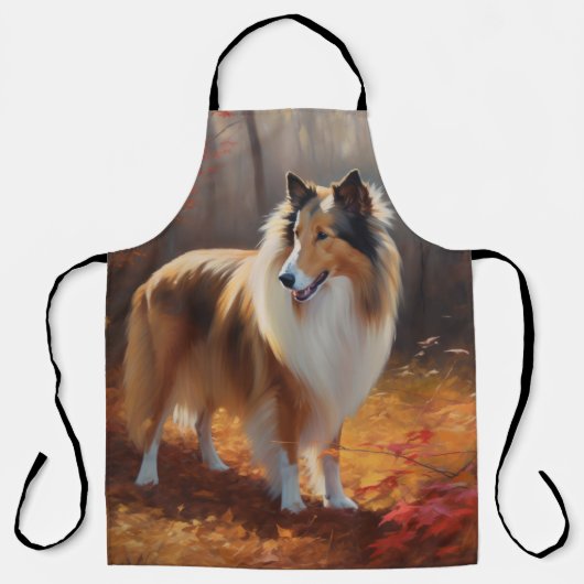 Rough Collie in Autumn Leaves Herfst Inspire Schort (Voorkant)