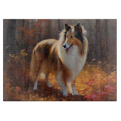 Rough Collie in Autumn Leaves Herfst Inspire Snijplank (Voorkant)