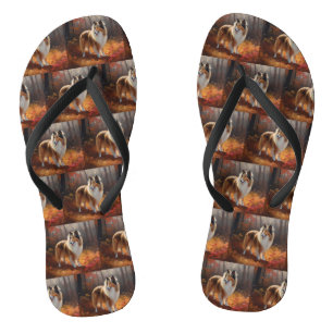 Rough Collie in Autumn Leaves Herfst Inspire Teenslippers