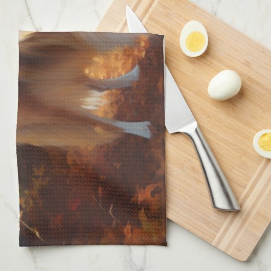 Rough Collie in Autumn Leaves Herfst Inspire Theedoek (Quarter Fold)