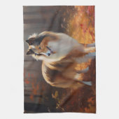 Rough Collie in Autumn Leaves Herfst Inspire Theedoek (Verticaal)