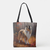 Rough Collie in Autumn Leaves Herfst Inspire Tote Bag (Achterkant)
