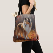 Rough Collie in Autumn Leaves Herfst Inspire Tote Bag (Dichtbij)