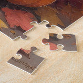 Rough Collie in Autumn verlaat Thanksgiving Legpuzzel (Zijkant)