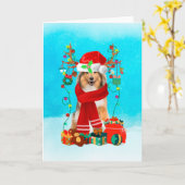 Rough Collie in sneeuw met kerstcadeaus Kaart (Gele Bloem)