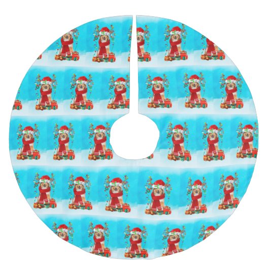 Rough Collie in sneeuw met kerstcadeaus Kerstboom Rok (Voorkant)