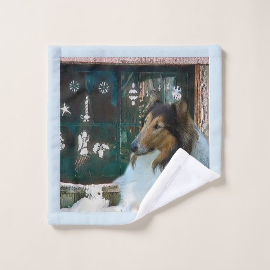 Rough Collie Kerstmis Bad Handdoek (Wasdoekje)
