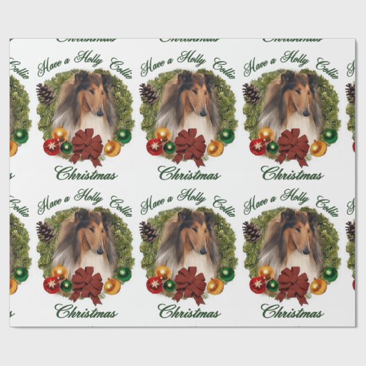 Rough Collie Kerstmis Cadeaupapier (Vlak)