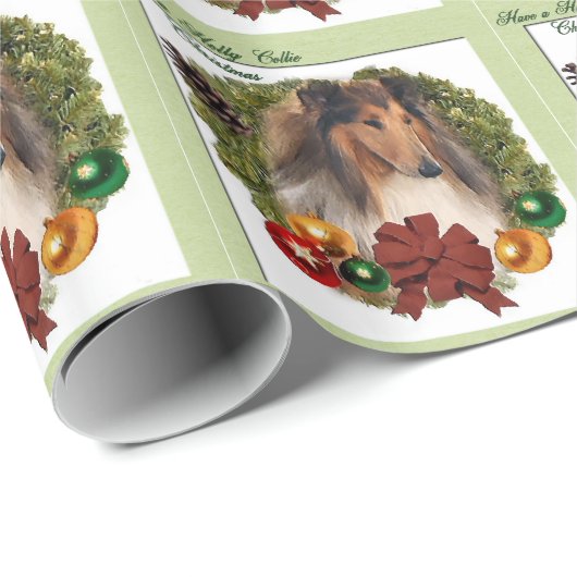 Rough Collie Kerstmis Cadeaupapier (Rol Hoek)