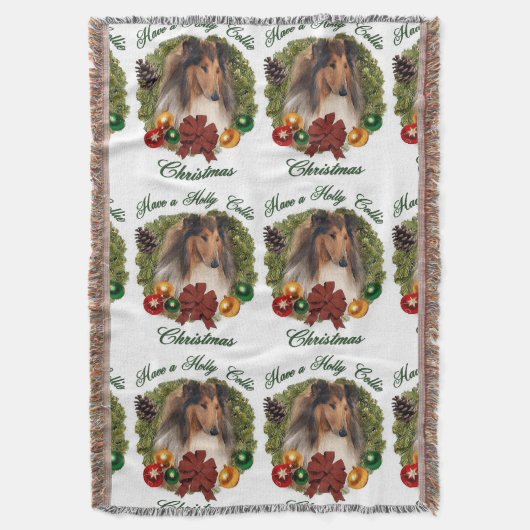 Rough Collie Kerstmis Deken (Voorkant Verticaal)