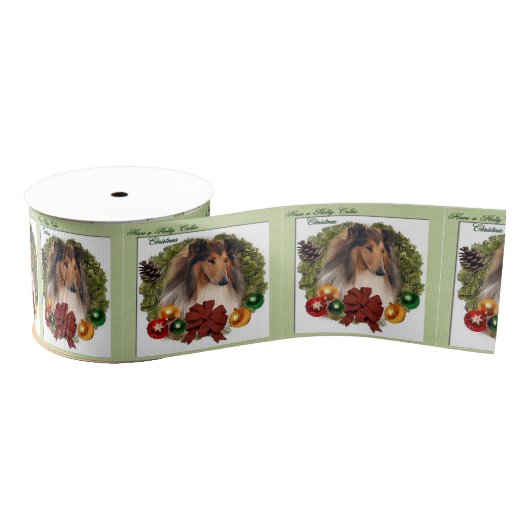 Rough Collie Kerstmis Grosgrain Lint (Spoel)