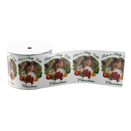 Rough Collie Kerstmis Grosgrain Lint (Spoel)