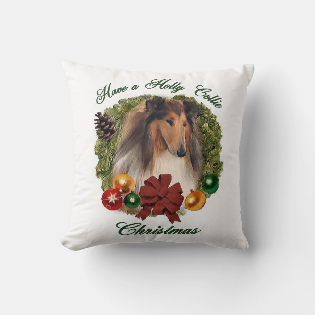 Rough Collie Kerstmis Kussen (Voorkant)