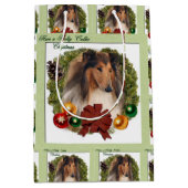 Rough Collie Kerstmis Medium Cadeauzakje (Voorkant)