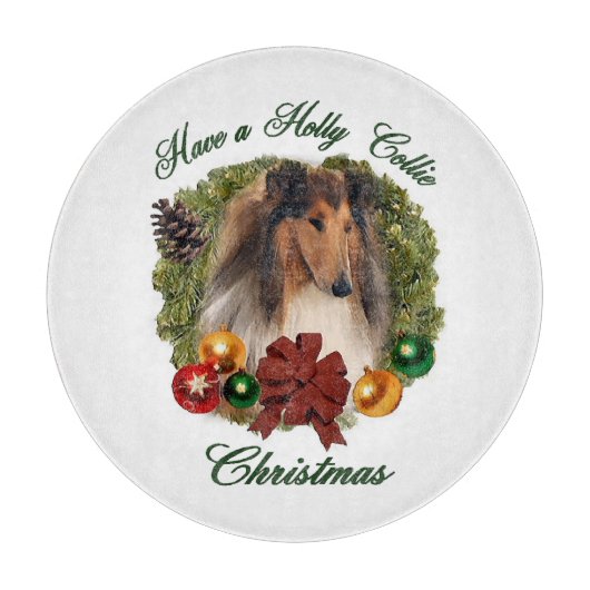 Rough Collie Kerstmis Snijplank (Voorkant)