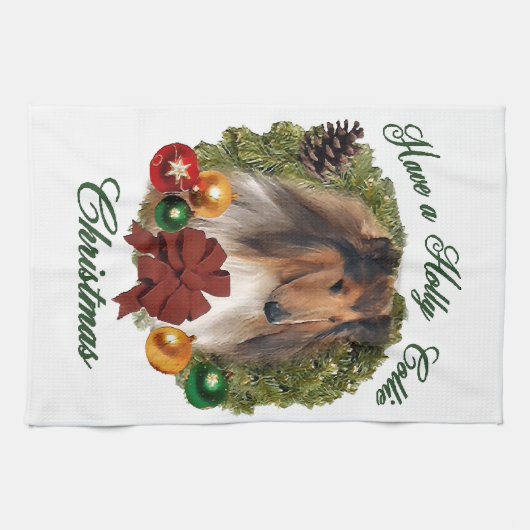 Rough Collie Kerstmis Theedoek (Horizontaal)