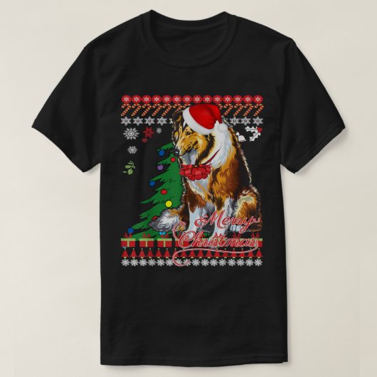Rough Collie KerstSweater T-shirt (Design voorkant)